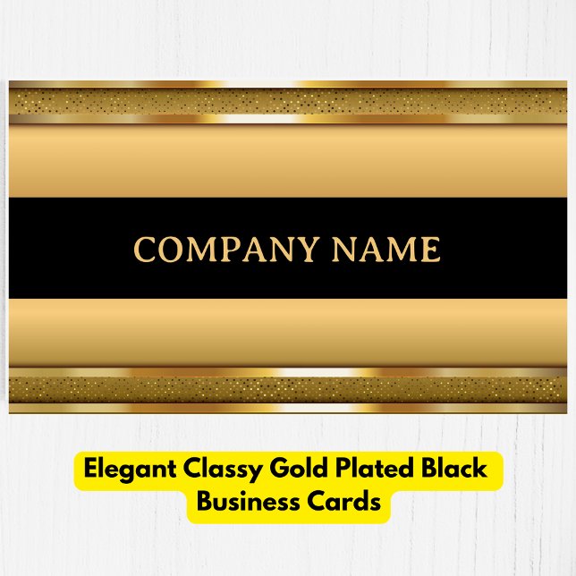 Carte De Visite Élégant Classy Gold Plated Noir (Elegant Classy Gold Plated Black Business Card)