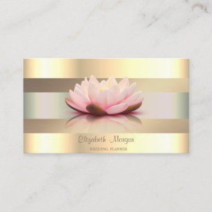 Carte De Visite Élégant Classy Modern, Faux Gold Stripes Lotus