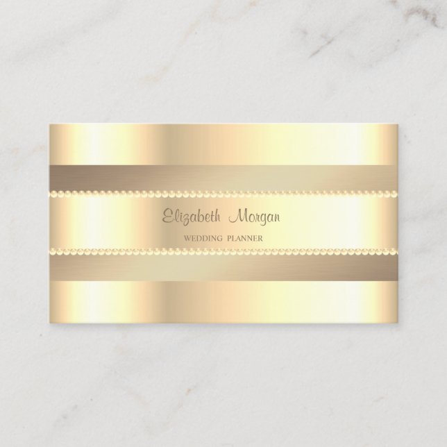 Carte De Visite Elégant Classy Modern, Faux Gold Stripes, Perles (Devant)