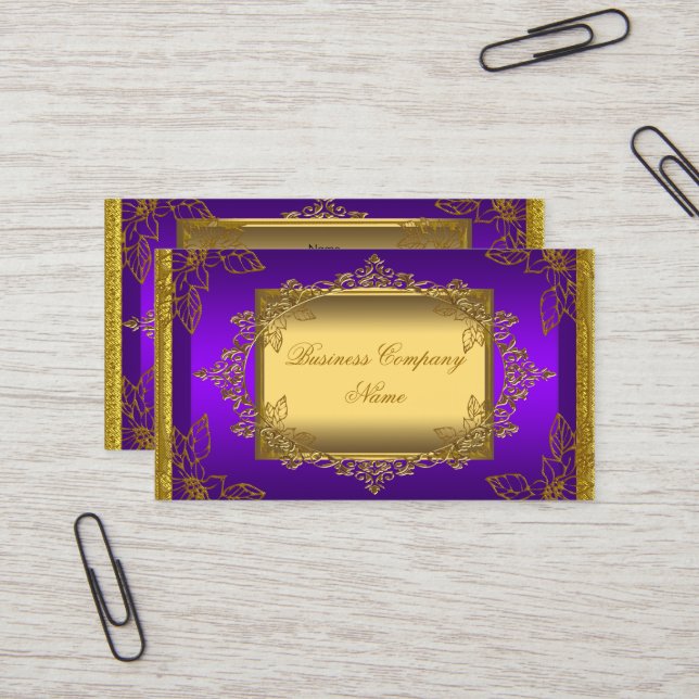 Carte De Visite Élégant Classy Purple Gold Elite (Devant/Arrière en situation)