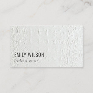 Carte De Visite Elégant Classy Simple Ivory Blanc Cuir Texture