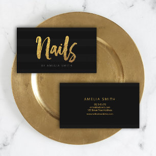 Carte De Visite Élégant clou de script de pinceau noir