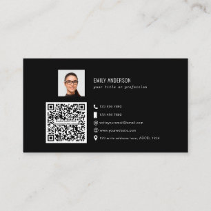 Carte De Visite Élégant code QR d'entreprise photo logo de médias