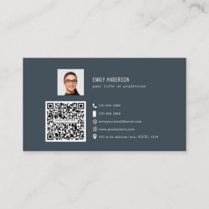Carte De Visite Élégant code QR d'entreprise photo logo de médias 