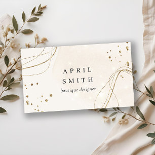 Carte De Visite Élégant code QR en or d'ivoire de Parties scintill