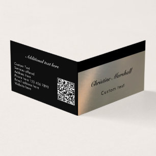 Carte De Visite Élégant Code QR Métal Brossé Faux Moderne Personna