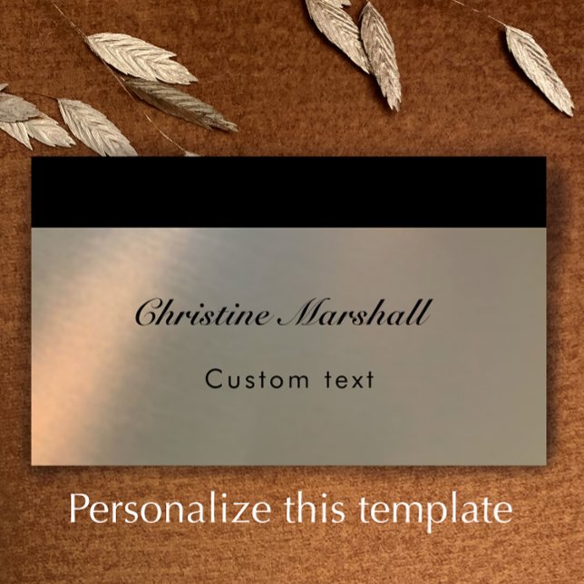 Carte De Visite Élégant Code QR Métal Brossé Faux Moderne Simple (Personalize this elegant faux brushed metal professional business card. Modern stylish custom text.
)