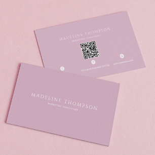 Carte De Visite Élégant Code Qr Minimaliste Lavande Pâle