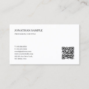 Carte De Visite Élégant Code QR Personnalisé Minimaliste Moderne T