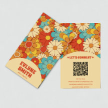 Elégant code QR rétro Super Floral tendance Boho