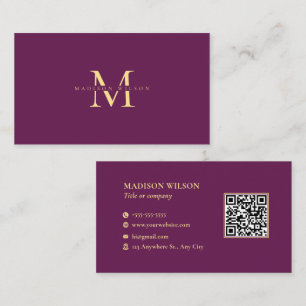 Carte De Visite Élégant Code QR Rose Foncé Jaune Clair Logo Person