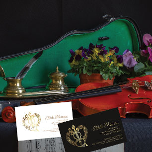 Carte De Visite Élégant Coeur QR Code Violon Enseignant Violoniste