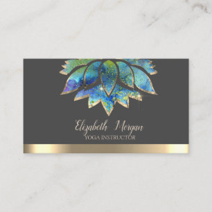 Carte De Visite Élégant Coloré Chic Lotus Rayure Or Yoga
