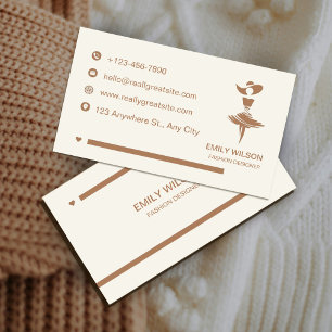 Carte De Visite Elégant concepteur de mode /Minimaliste Beige & Br
