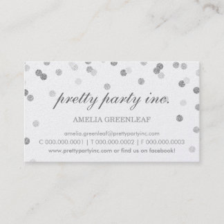 CARTE DE VISITE élégant confetti argent gris parti