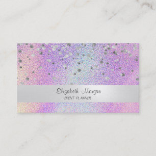 Carte De Visite Élégant Confetti en bande Holographique