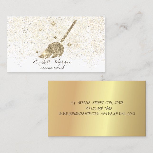 Carte De Visite Élégant Confetti Or Moderne Maison de ménage (Devant / Derrière)