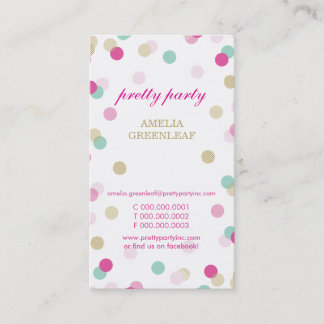 CARTE DE VISITE élégant confetti rose menthe or