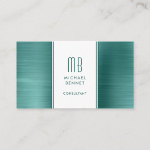 Carte De Visite Élégant consultant Monogrammé Emerald Green