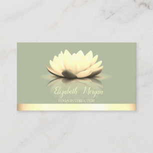 Carte De Visite Élégant Cool Lotus Gold Stripe Yoga Green