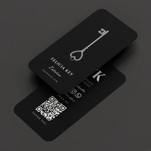 Carte De Visite Élégant courtier hypothécaire Realtor Clé d'argent