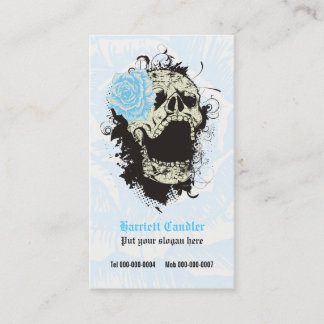 Carte De Visite Elégant crâne gothique et bleu rose personnalisé