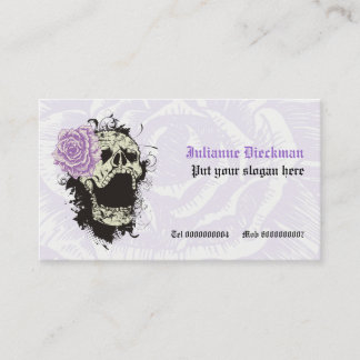 Carte De Visite Elégant crâne gothique grunge et violet rose coutu