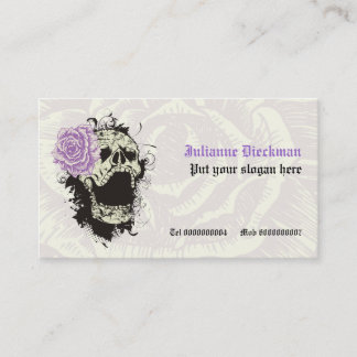 Carte De Visite Elégant crâne gothique grunge et violet rose coutu