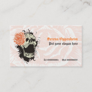 Carte De Visite Elégant crâne gothique grunge & orange rose person