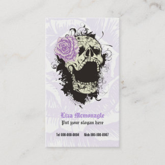Carte De Visite Elégant crâne gothique grunge & violet rose person