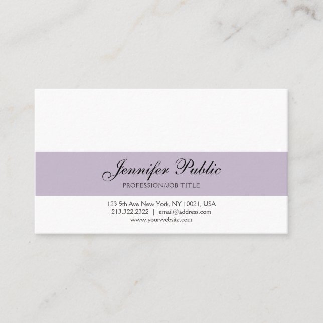 Carte De Visite Élégant Créatif Design Moderne Violet Professionne (Devant)