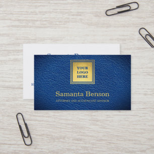 Carte De Visite Élégant cuir bleu marine professionnel Votre logo