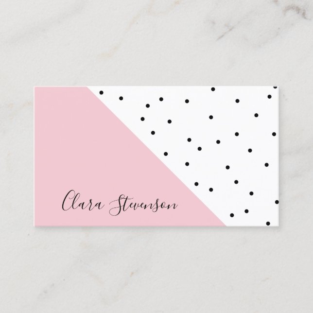 Carte De Visite Elegant cute geometric black dots pastel pink (Devant)