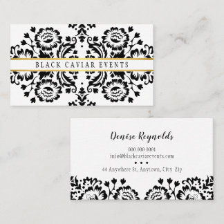 Carte De Visite ELEGANT DAMASK vintage motif or noir blanc