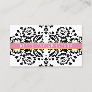 Carte De Visite ELEGANT DAMASK vintage motif or noir rose