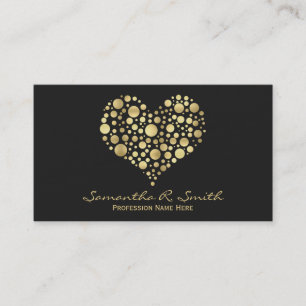 Carte de visite élégant de coeur de feuille d'or