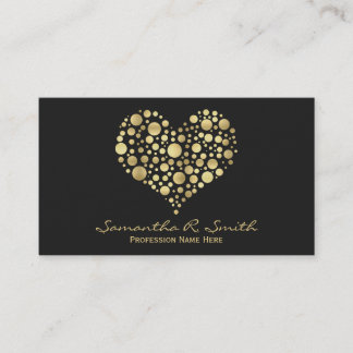 Carte de visite élégant de coeur de feuille d'or