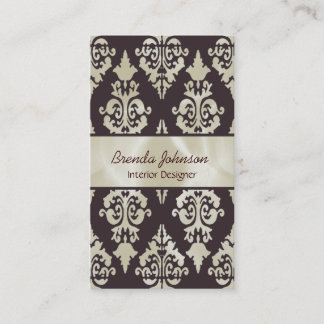 Carte de visite élégant de damassé de brun et de