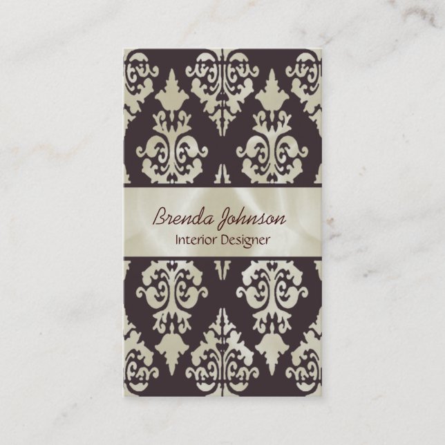 Carte de visite élégant de damassé de brun et de (Devant)