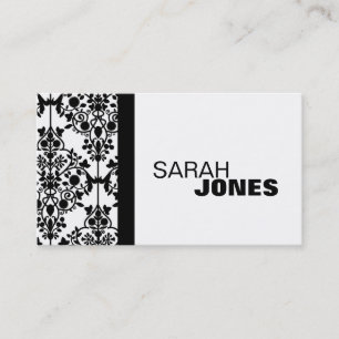 Carte de visite élégant de damassé noire et