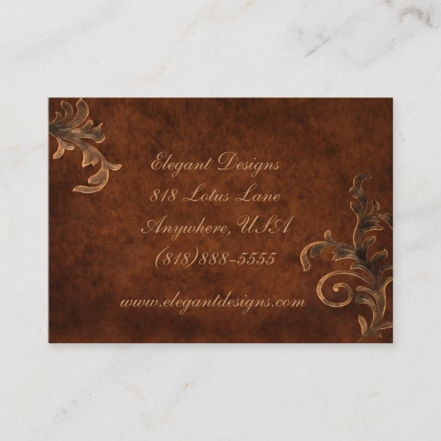 Carte de visite élégant de feuille en bronze de (Devant)