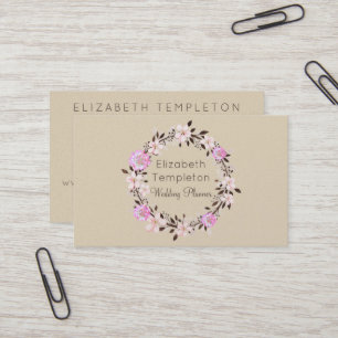 Carte de visite élégant de la couronne florale d