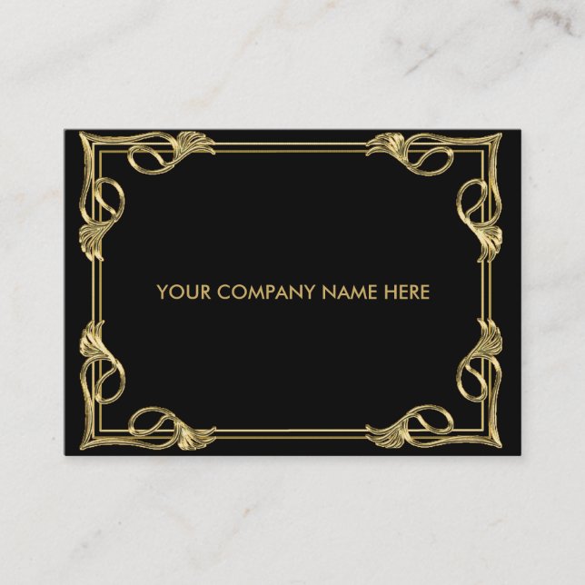 Carte de visite élégant de noir d'or (Devant)
