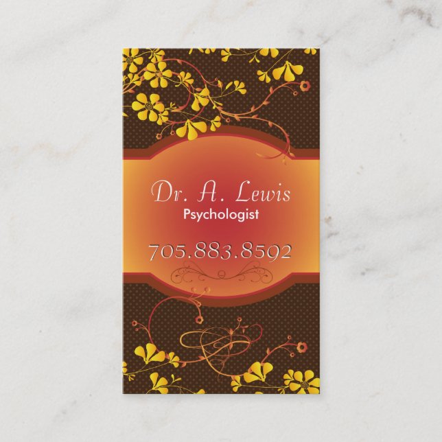 Carte de visite élégant de psychologue - floral (Devant)