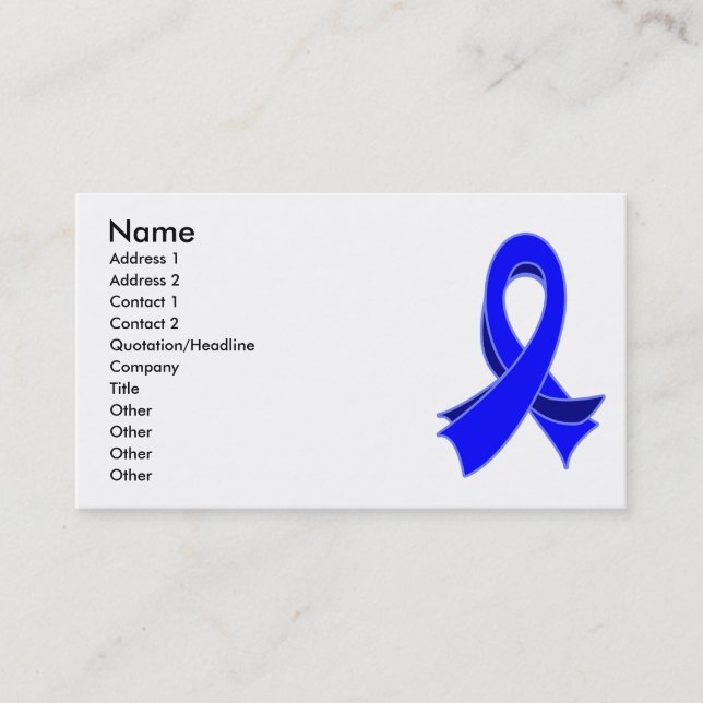 Carte de visite élégant de ruban bleu de cancer du (Devant)
