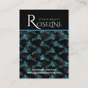 Carte De Visite Élégant décor de bijoux géométriques noir et bleu