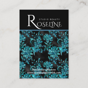 Carte De Visite Élégant décor de bijoux géométriques noir et bleu