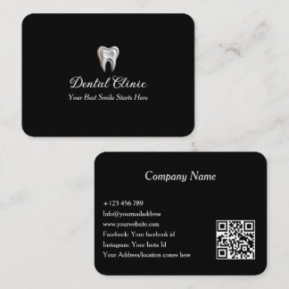 Carte De Visite Elegant Dental Clinic Black Dentist QR Code