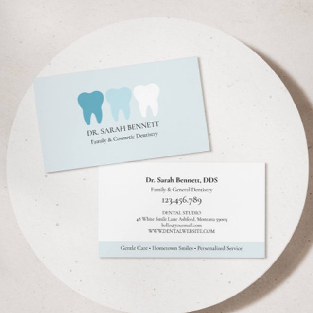 Carte De Visite Élégant dentiste bleu clair professionnel (Créateur téléchargé)