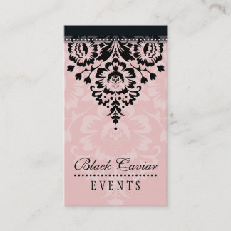 CARTE DE VISITE élégant design damask rose noir